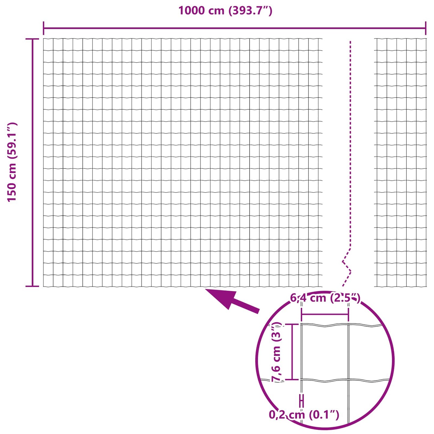 Zaun und Pfosten Silber 1,5 x 10 m Stahl