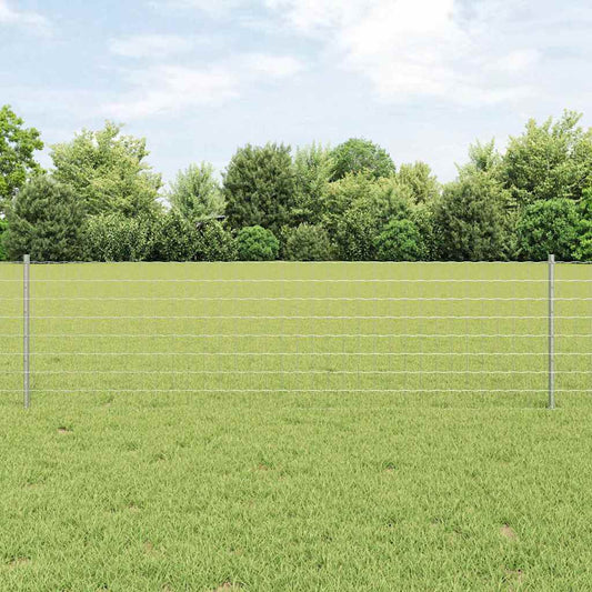 Zaun mit Pfosten Silber 0,6 x 25 m Stahl