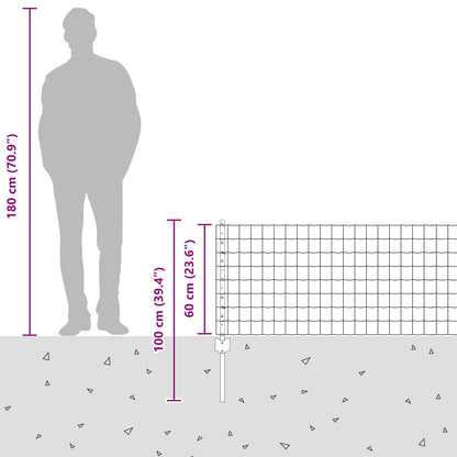 Zaun und Pfosten Silber 0,6 x 25 m Stahl