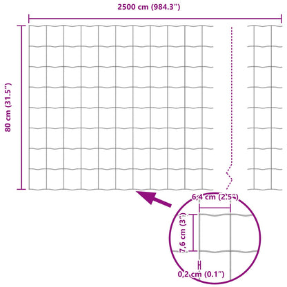 Zaun und Pfosten Silber 0,8 x 25 m Stahl
