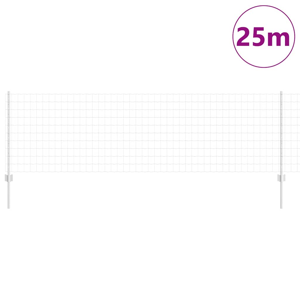 Zaun mit Pfosten Silber 0.8 x 25 m Stahl