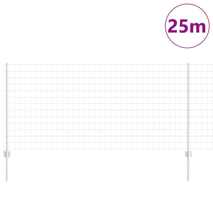 Zaun mit Pfosten Silber 1 x 25 m Stahl