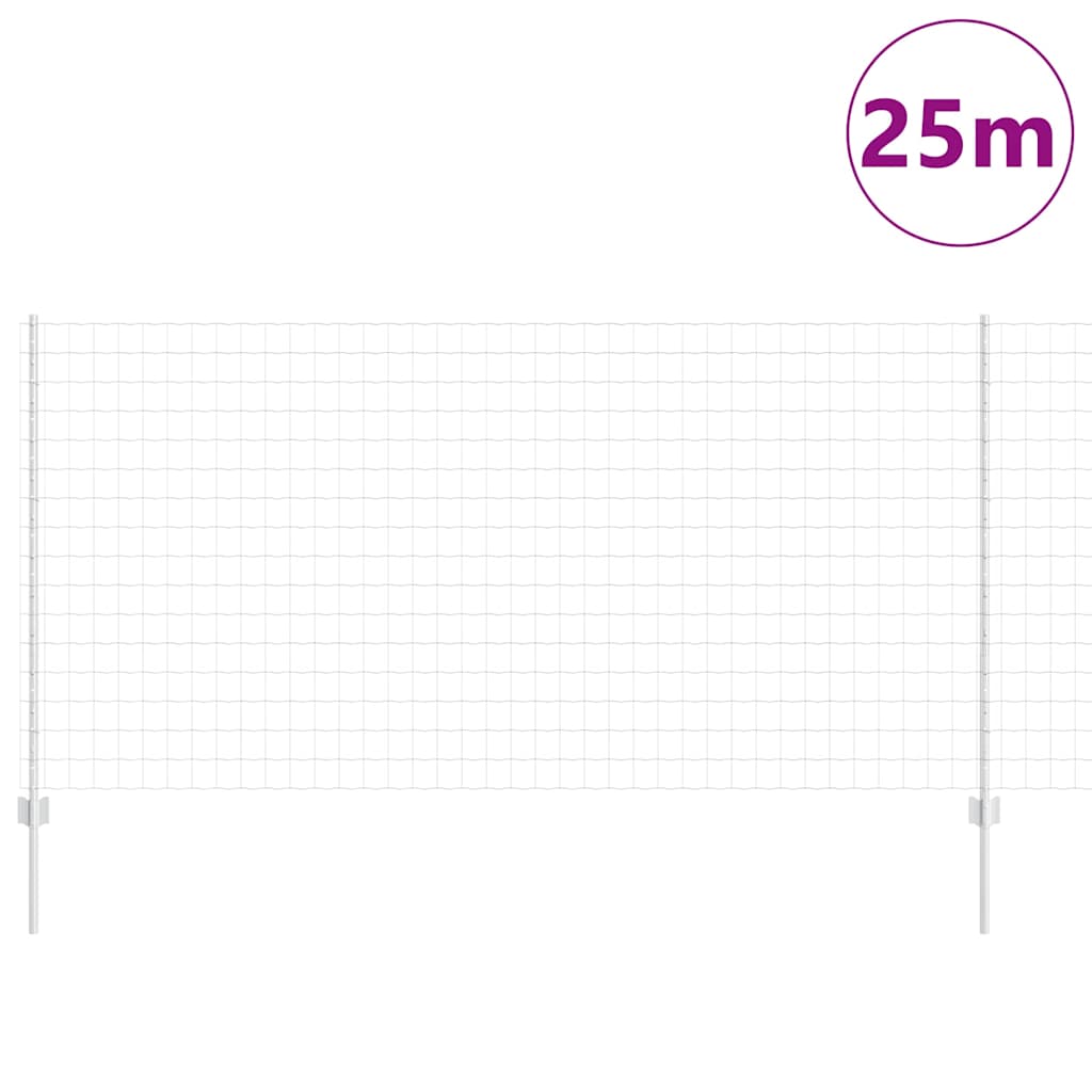 Zaun mit Pfosten Silber 1.2 x 25 m Stahl