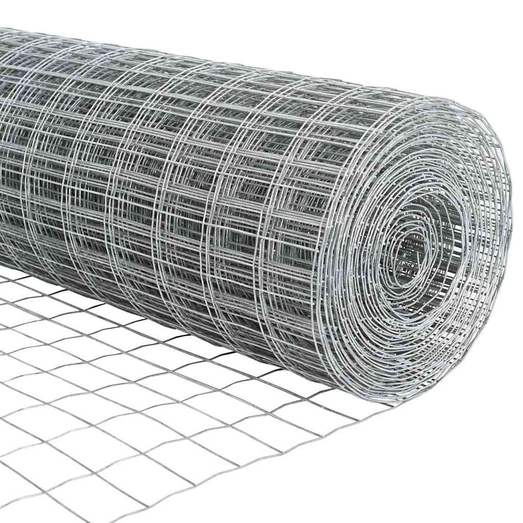 Zaun mit Pfosten Silber 0.6 x 50 m Stahl