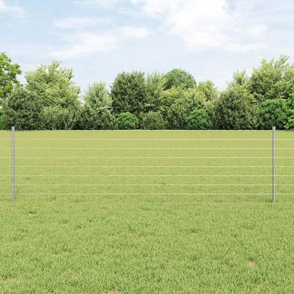 Zaun mit Pfosten Silber 0.6 x 50 m Stahl