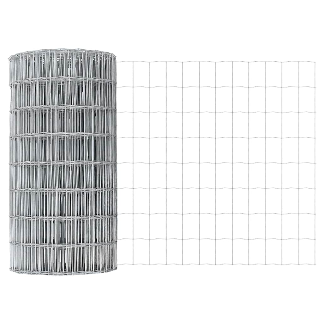 Zaun mit Pfosten Silber 0.6 x 50 m Stahl