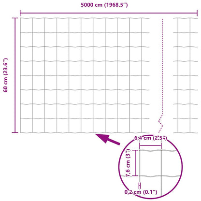 Zaun mit Pfosten Silber 0.6 x 50 m Stahl