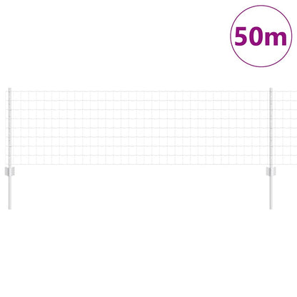 Zaun mit Pfosten Silber 0.6 x 50 m Stahl