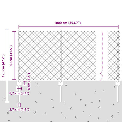 Zaun mit Pfosten Grün 0.8 x 10 m Stahl