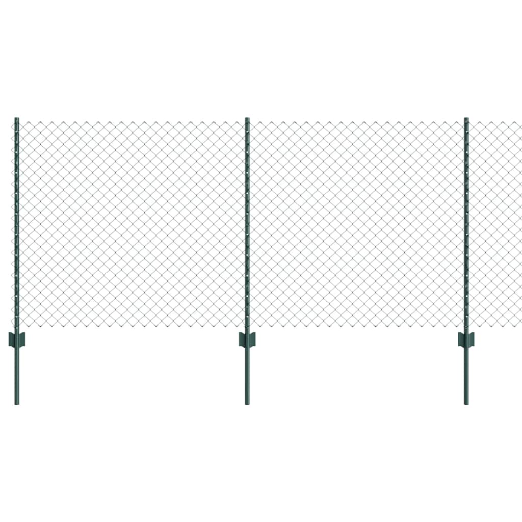 Zaun mit Pfosten Grün 1 x 10 m Stahl