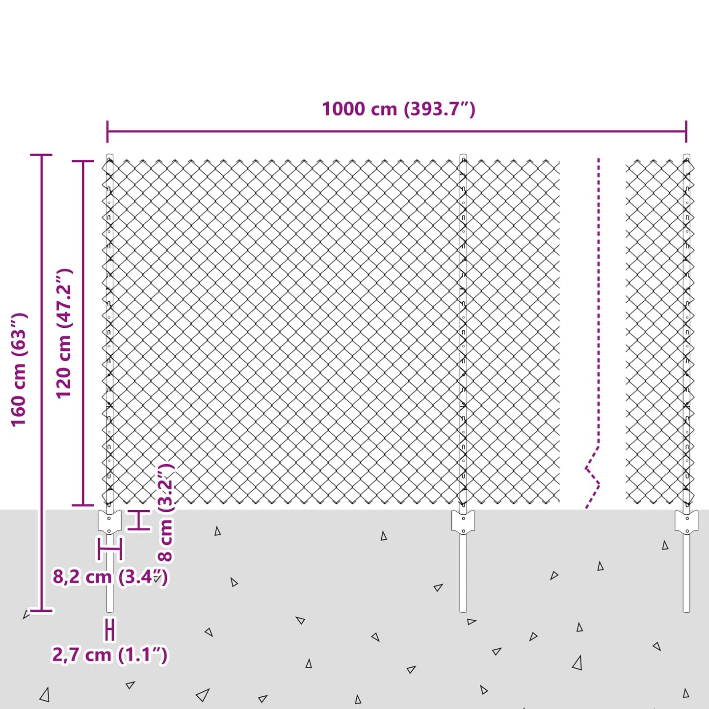 Zaun und Pfosten Grün 1,2 x 10 m Stahl