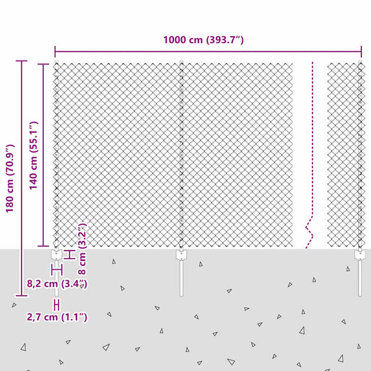 Zaun und Pfosten Grün 1,4 x 10 m Stahl