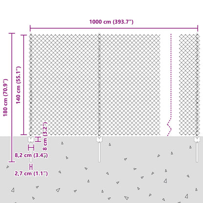 Zaun und Pfosten Grün 1,4 x 10 m Stahl