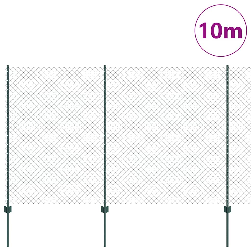 Zaun mit Pfosten Grün 1.5 x 10 m Stahl