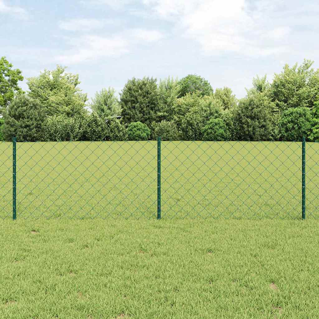 Zaun mit Pfosten Grün 0,6 x 10 m Stahl