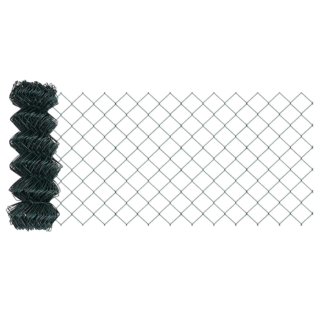 Zaun mit Pfosten Grün 0,6 x 10 m Stahl