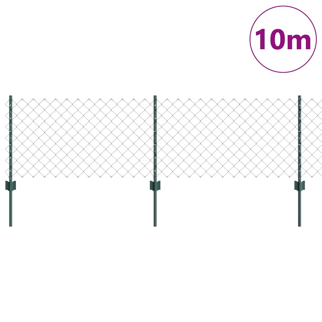 Zaun mit Pfosten Grün 0,6 x 10 m Stahl