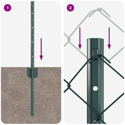 Zaun und Pfosten Grün 0,8 x 10 m Stahl