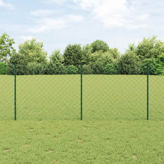 Zaun mit Pfosten Grün 1 x 10 m Stahl