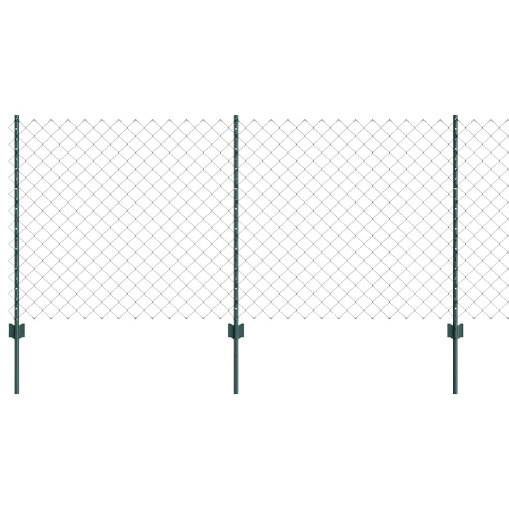 Zaun mit Pfosten Grün 1 x 10 m Stahl