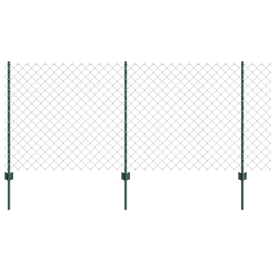 Zaun mit Pfosten Grün 1 x 10 m Stahl