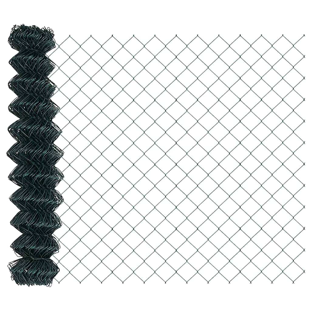 Zaun mit Pfosten Grün 1 x 10 m Stahl