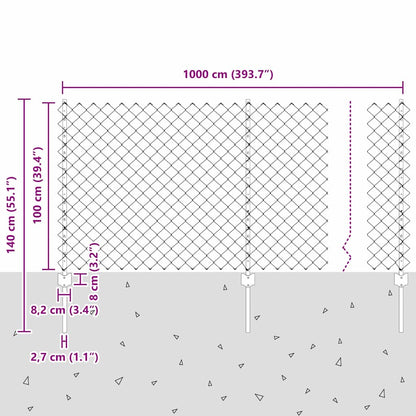 Zaun mit Pfosten Grün 1 x 10 m Stahl