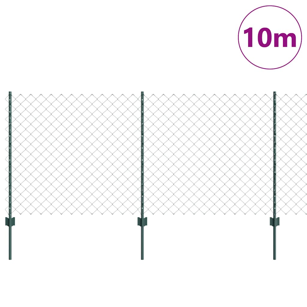 Zaun mit Pfosten Grün 1 x 10 m Stahl