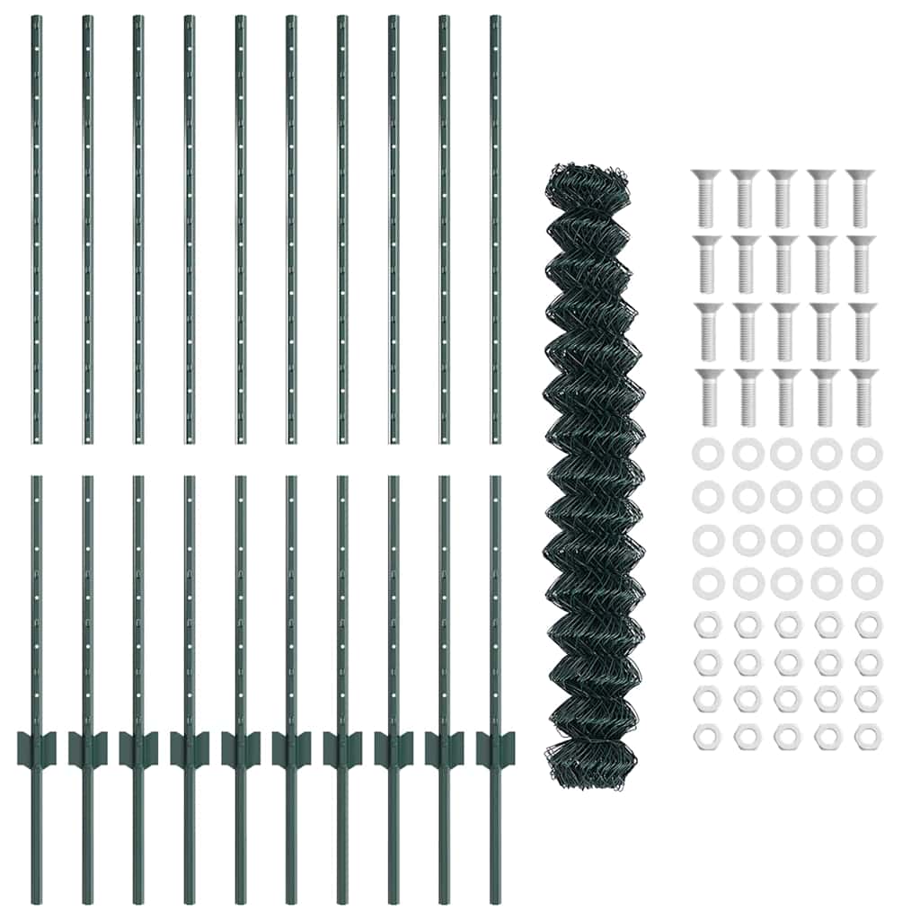 Zaun mit Pfosten Grün 1.2 x 10 m Stahl