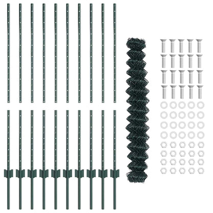 Zaun mit Pfosten Grün 1.2 x 10 m Stahl