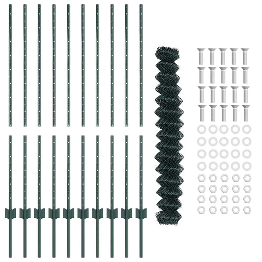 Zaun und Pfosten Grün 1,2 x 10 m Stahl