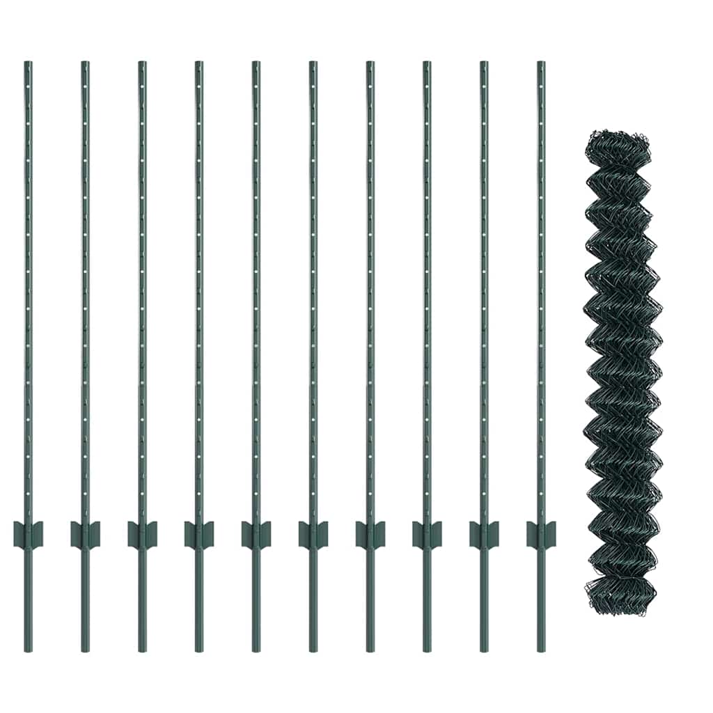 Zaun mit Pfosten Grün 1.2 x 10 m Stahl