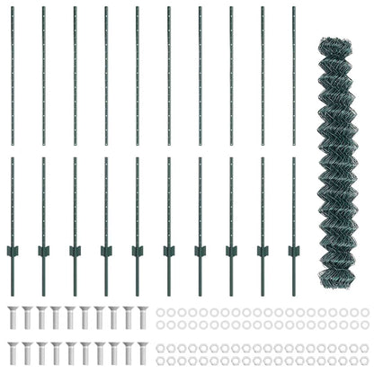 Zaun mit Pfosten Grün 1.4 x 10 m Stahl