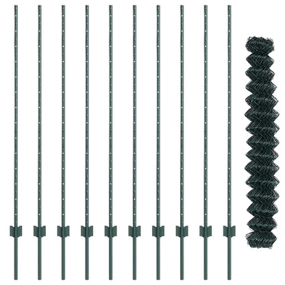 Zaun mit Pfosten Grün 1.4 x 10 m Stahl
