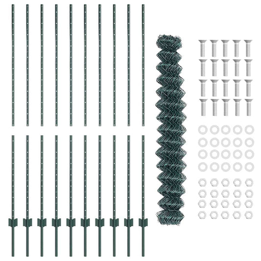 Zaun und Pfosten Grün 1,5 x 10 m Stahl