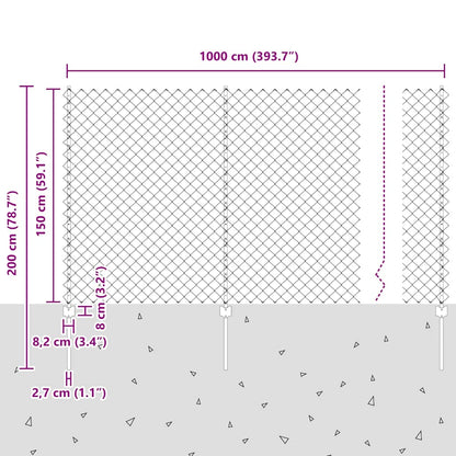 Zaun mit Pfosten Grün 1.5 x 10 m Stahl