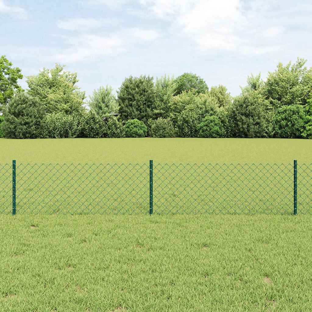 Zaun mit Pfosten Grün 0,4 x 25 m Stahl