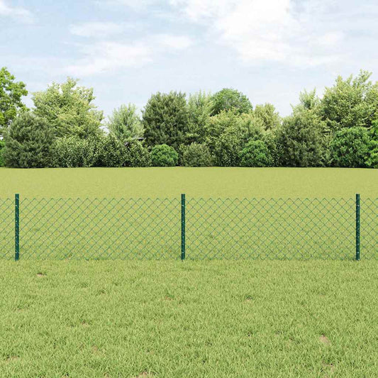 Zaun mit Pfosten Grün 0,4 x 25 m Stahl