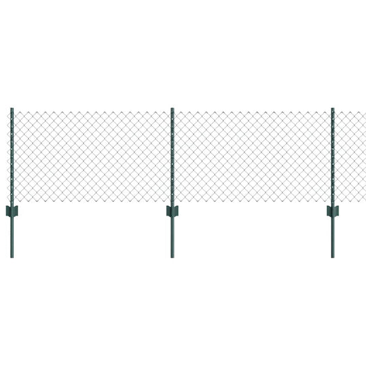 Zaun mit Pfosten Grün 0,6 x 25 m Stahl