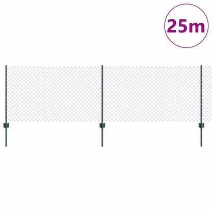 Zaun mit Pfosten Grün 0.8 x 25 m Stahl