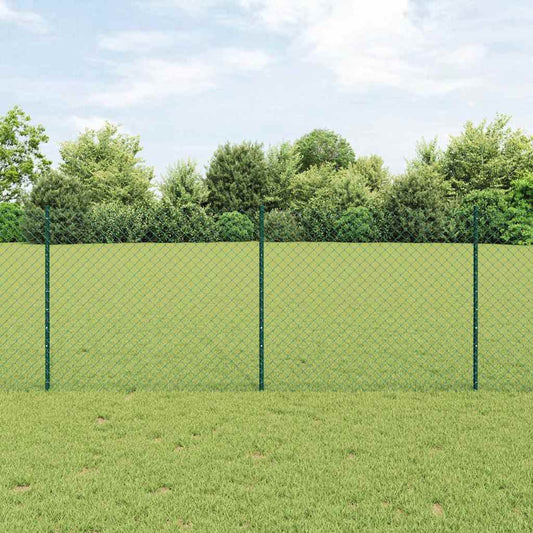 Zaun mit Pfosten Grün 1 x 25 m Stahl