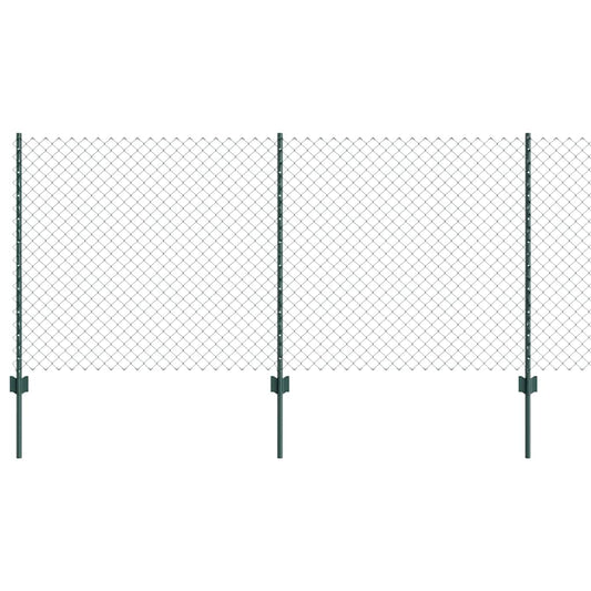 Zaun mit Pfosten Grün 1 x 25 m Stahl
