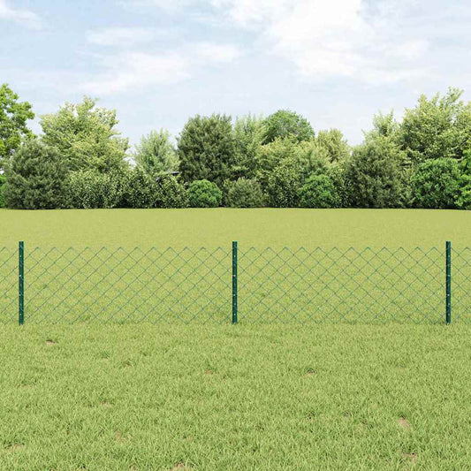 Zaun mit Pfosten Grün 0,4 x 25 m Stahl