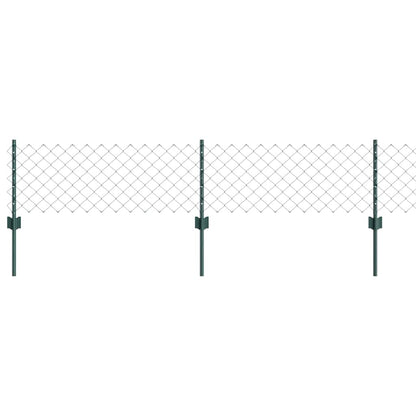 Zaun mit Pfosten Grün 0,4 x 25 m Stahl