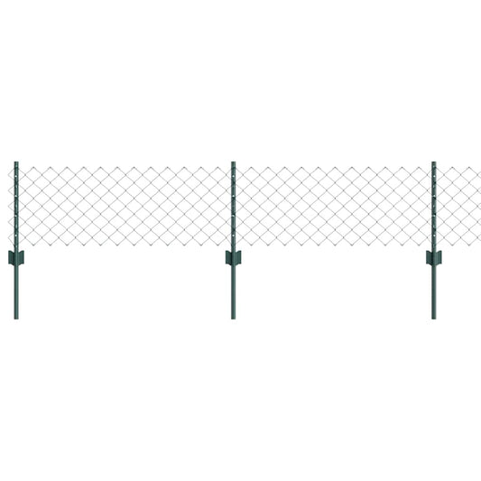 Zaun mit Pfosten Grün 0,4 x 25 m Stahl