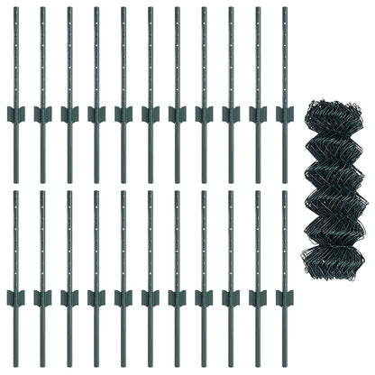 Zaun mit Pfosten Grün 0,4 x 25 m Stahl