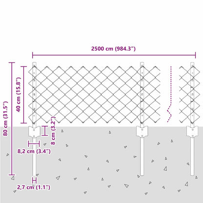 Zaun mit Pfosten Grün 0,4 x 25 m Stahl