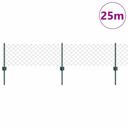 Zaun mit Pfosten Grün 0,4 x 25 m Stahl