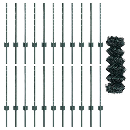 Zaun mit Pfosten Grün 0,6 x 25 m Stahl