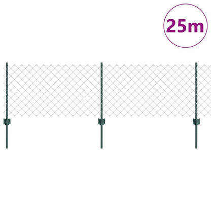 Zaun mit Pfosten Grün 0,6 x 25 m Stahl